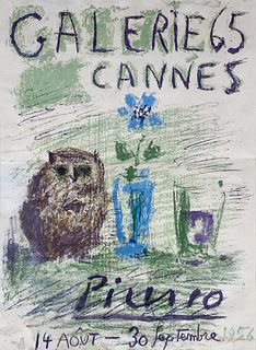 Pablo Picasso “Owl, Flower and Glass” Lithograph Poster