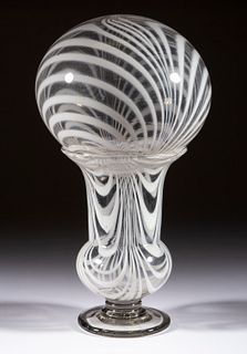 FREE-BLOWN MARBRIE LOOP GLASS VASE WITH MATCHING WITCH BALL
