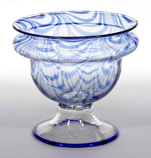 FREE-BLOWN MARBRIE LOOP DECORATED FOOTED BOWL