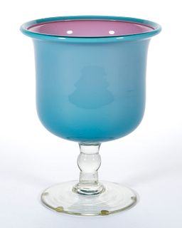 FREE-BLOWN CASED GLASS FOOTED BOWL