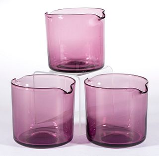 FREE-BLOWN GLASS WINE RINSERS, LOT OF THREE