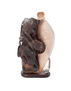 * An Agate Snuff Bottle, Height 3 1/4 inches.