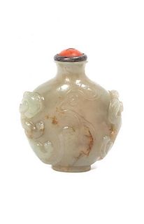 * A Jade Snuff Bottle, Height 2 1/2 inches.