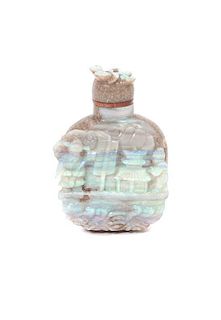 * A Relief Carved Opal Snuff Bottle, Height 2 7/8 inches.
