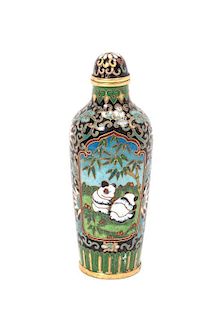 * A Cloisonne Enamel Snuff Bottle, Height 3 1/8 inches.