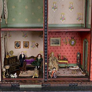 Group of Dolls and Dollhouse Accessories