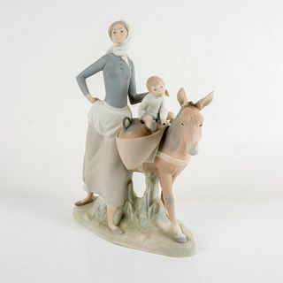 Woman With Girl And Donkey 1014666 - Lladro Porcelain Figurine