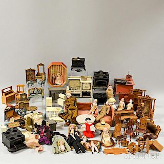 Large Group of Dolls and Dollhouse Accessories