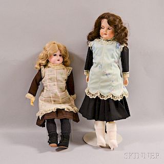 Two German Bisque Head Dolls