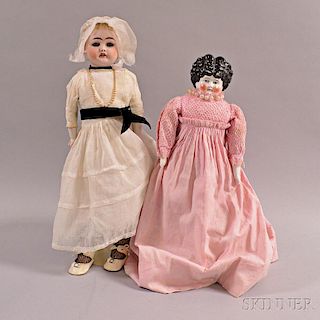 China Head Doll and an Ernst Heubach Bisque Head Doll