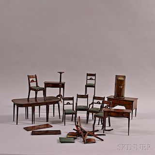 Group of Carved Mahogany Miniature Furniture
