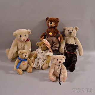 Seven Collectible Steiff Teddy Bears