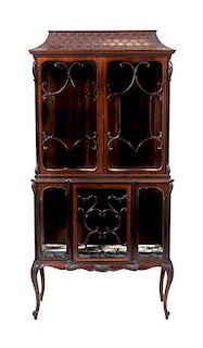* A Chippendale Style Mahogany Vitrine, Height 74 x width 36 1/4 x depth 16 inches.