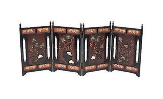 * Four Chinese Painted and Lacquered Panels, Height 30 1/2 x width 18 1/4 inches (each panel).