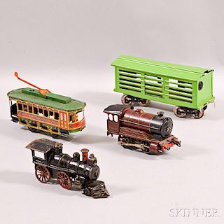 Four Tin and Cast Iron Train-related Items