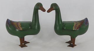 Pair of Chinese Cloisonne Ducks.