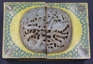 Chinese Carved Jade and Cloisonne Box.