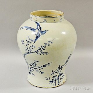 Large Blue and White Jar