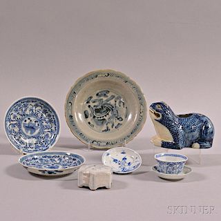 Eight Blue and White Items