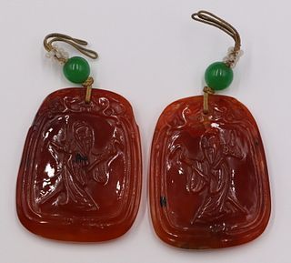 (2) Chinese Carved Carnelian Pendants.