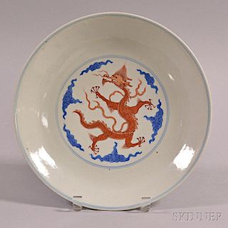Blue and Red Dragon Plate