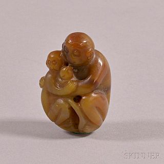 Agate Carving of Two Monkeys