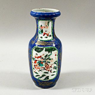 Blue and Famille Verte Vase