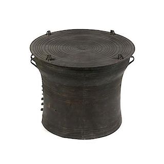 A Southeast Asian Bronze Rain Drum, Height overall 21 1/4 inches.