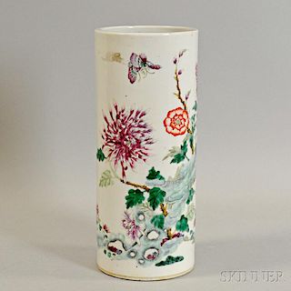 Famille Rose Cylindrical Vase