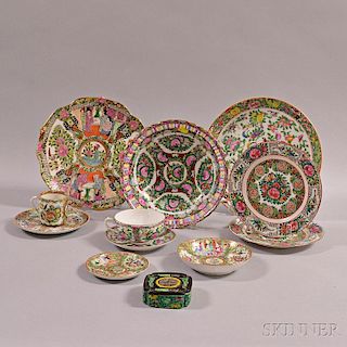 Twelve Enameled Porcelain Items