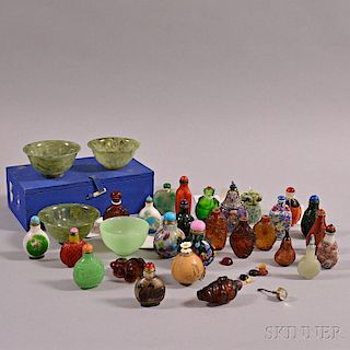Twenty-seven Assorted Snuff Bottles and a Bowl