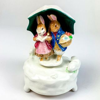 Schmid Musical Revolving Figurine, Rabbits In The Snow