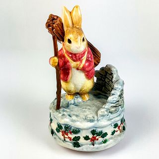 Vintage Schmid Musical Figurine, Peter Rabbit In Snow
