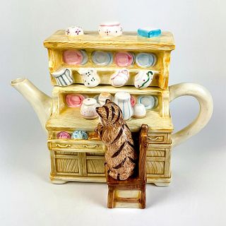 Vintage Schmid Music Box Figurine, Cat In The Cupboard