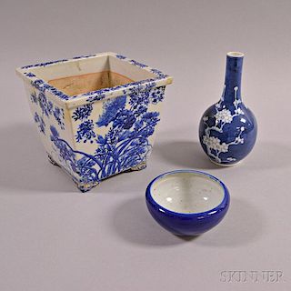 Three Blue and White Porcelain Items
