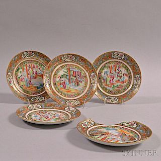 Five Rose Medallion Plates