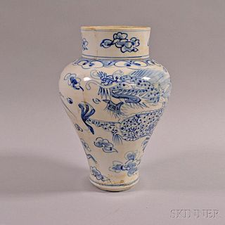 Blue and White Dragon Vase