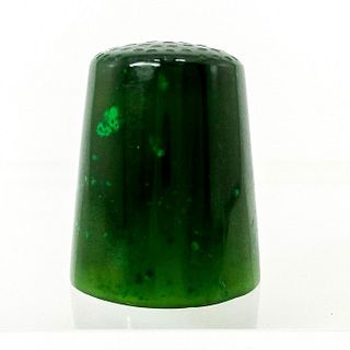 Rare Carved Green Jade Chinese Thimble