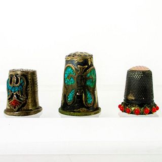 3pc Rare Vintage Mexican Sterling Silver Thimbles