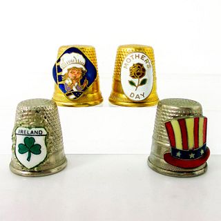 4pc Grouping of Vintage German Silver & Gold Tone Thimbles