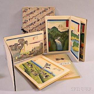 Five Hiroshige Woodblock Print Books and Sets