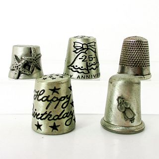 5pc Grouping of Cute Vintage Pewter Thimbles