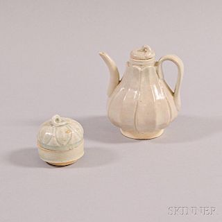 Two White-glazed Porcelain Items