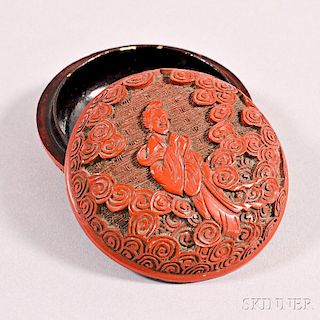 Faux Cinnabar Seal Paste Box and Cover