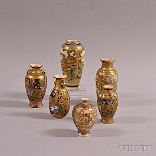 Six Small Satsuma Vases