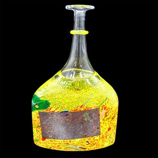 Kosta Boda Bertel Vallien Art Glass Bottle, Satellite Yellow