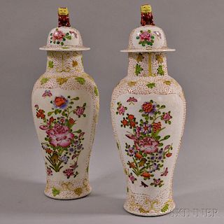 Pair of Asian Porcelain Covered Jars