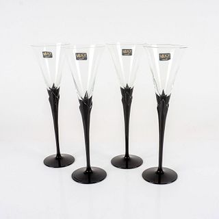 4pc Mikasa Black Stem Wine Glasses