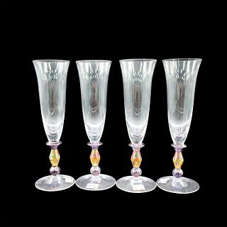 4pc Mikasa Champagne Flutes, Estate Clear and Amber