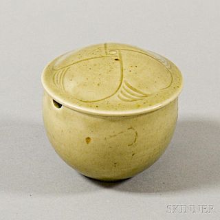 Celadon-glazed Sugar Bowl and Cover